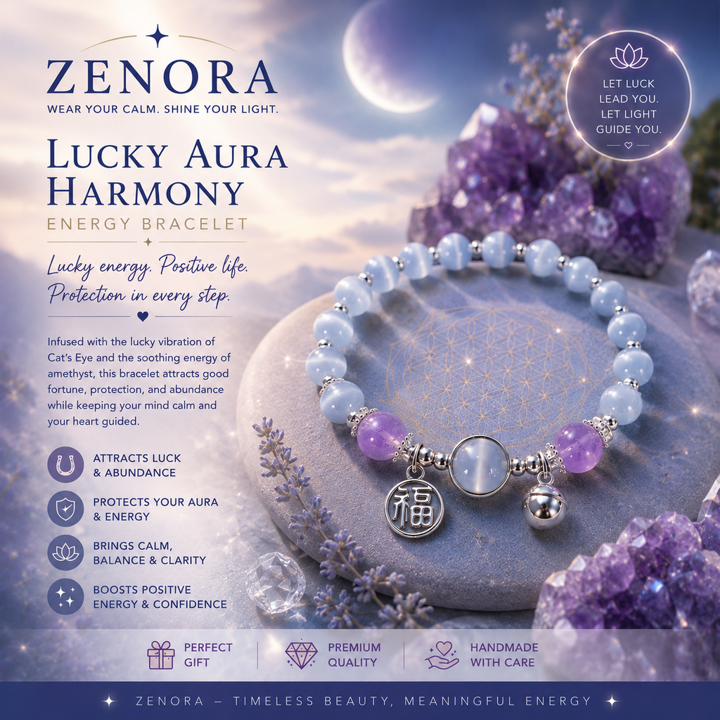 Zenora Lucky Aura Harmony Bracelet – Cat’s Eye & Amethyst Energy Edition