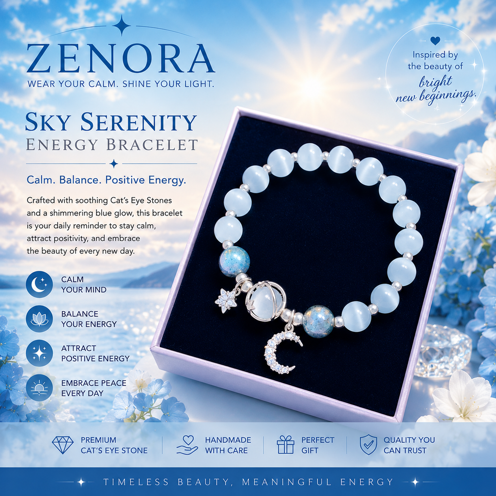 Zenora Sky Serenity Energy Bracelet – Cat’s Eye Crystal Edition