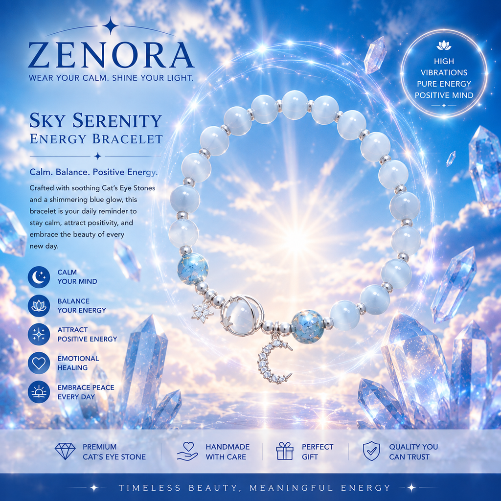 Zenora Sky Serenity Energy Bracelet – Cat’s Eye Crystal Edition